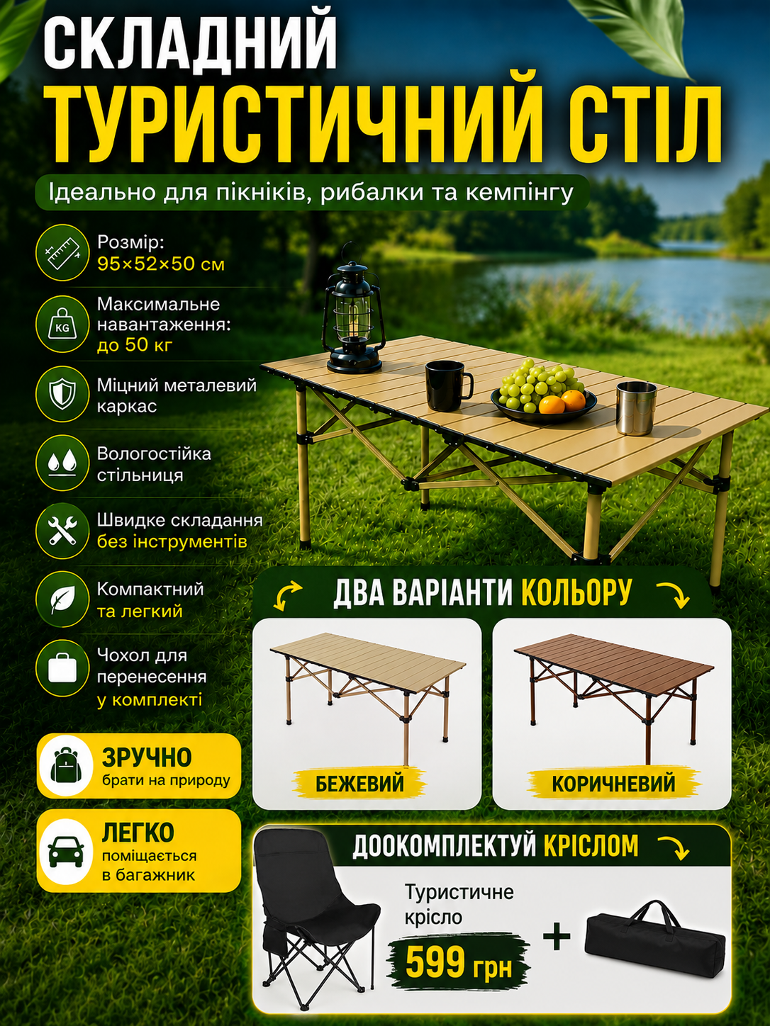 Столик розкладний туристичний